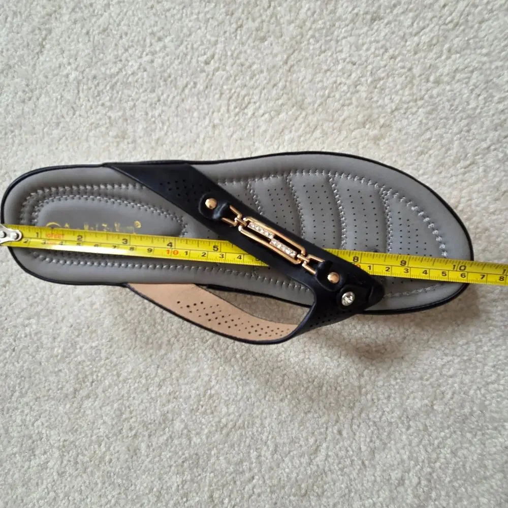 EUC Women's 41 (10-10.5) Wedge Thong Slide Cushioned Flip Flop Slide Sandals - Picture 15 of 15